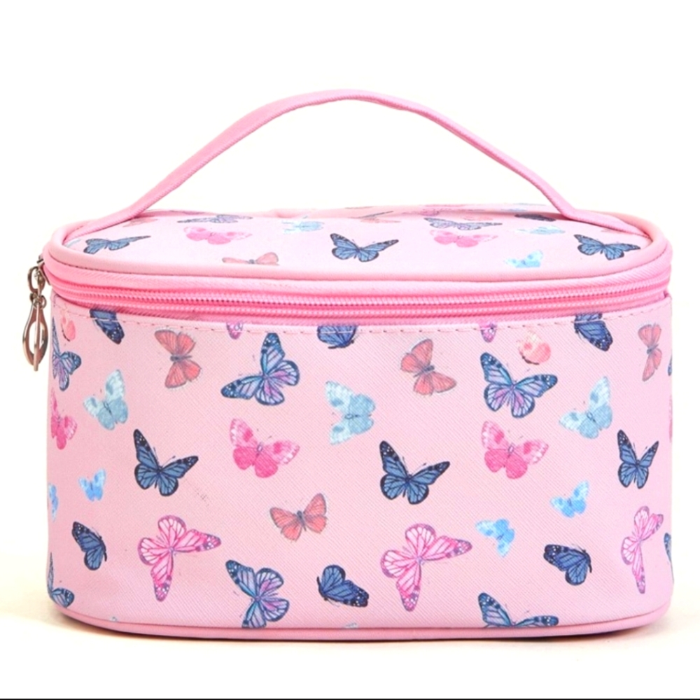 SB PU Leather Makeup Case in Pink with 9 Piece MAANGE Makeup Brushes